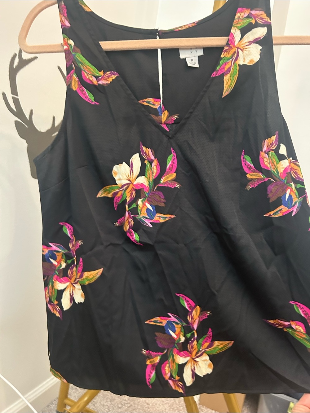 a new day Black Floral V-Neck Camisole